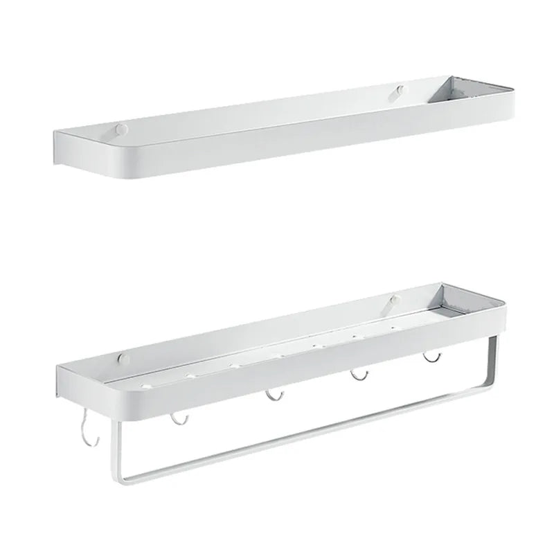 étagère murale aluminium blanc moderne minimaliste 30cm 40cm 50cm crochets fixée boulons plat lisse