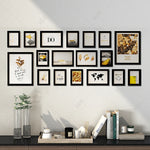 Collection de 18 cadres photo en bois noir et blanc pour décoration murale moderne