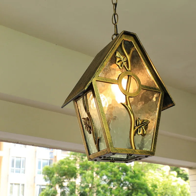lampe suspendue art nouveau feuilles dorées verre translucide salon chambre étudié assemble facile