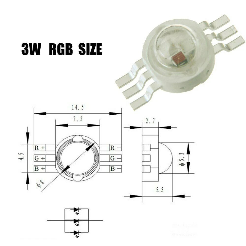 diodes led transparentes modernes 3w 3v rouge vert bleu pcb pack variable