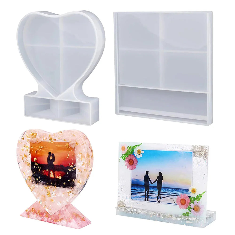 Moule cadre photo coeur silicone grand format