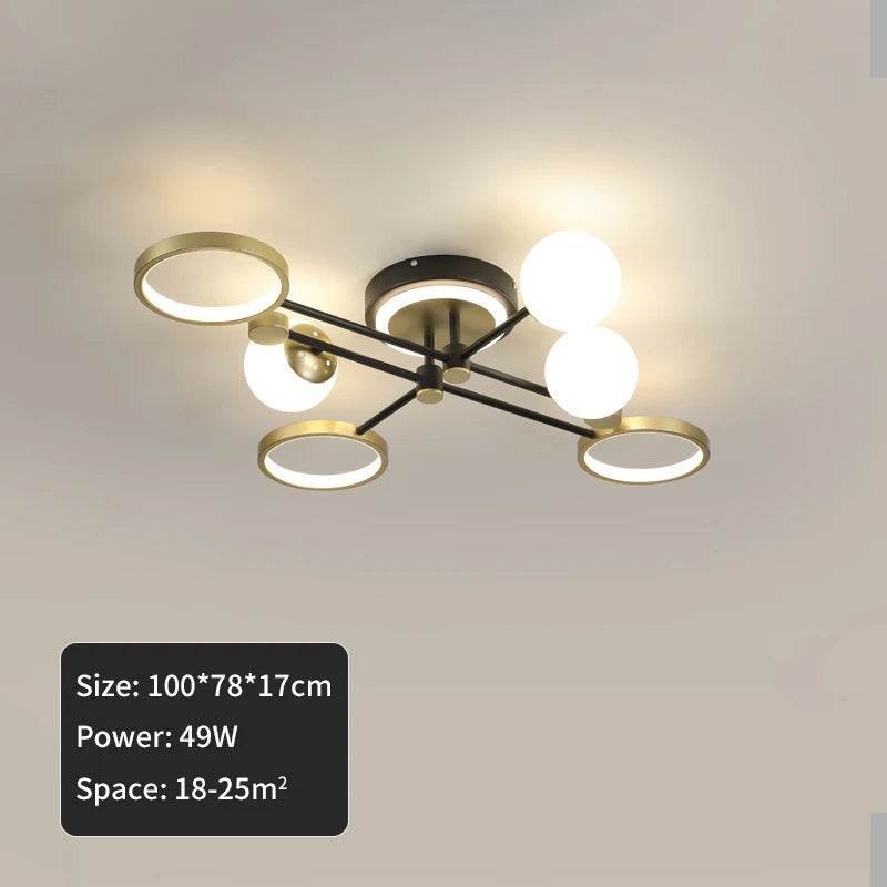 lustre moderne suspendu verre dépoli fer forgé noir doré led contemporain semi encastré