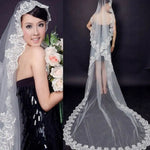 voile mariée femme blanc dentelle florale bord festonné classique cathédrale opacité festive
