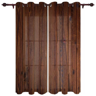 rideau marron imitation bois rustique moderne øllets opaques divers tailles
