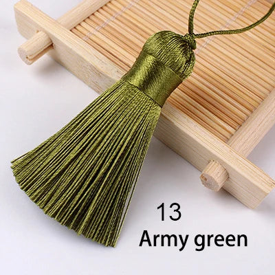 pompons soie polyester 5cm longueur 18cm corde noir rose rouge vert jaune bleu modernes