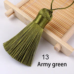 pompons soie polyester 5cm longueur 18cm corde noir rose rouge vert jaune bleu modernes
