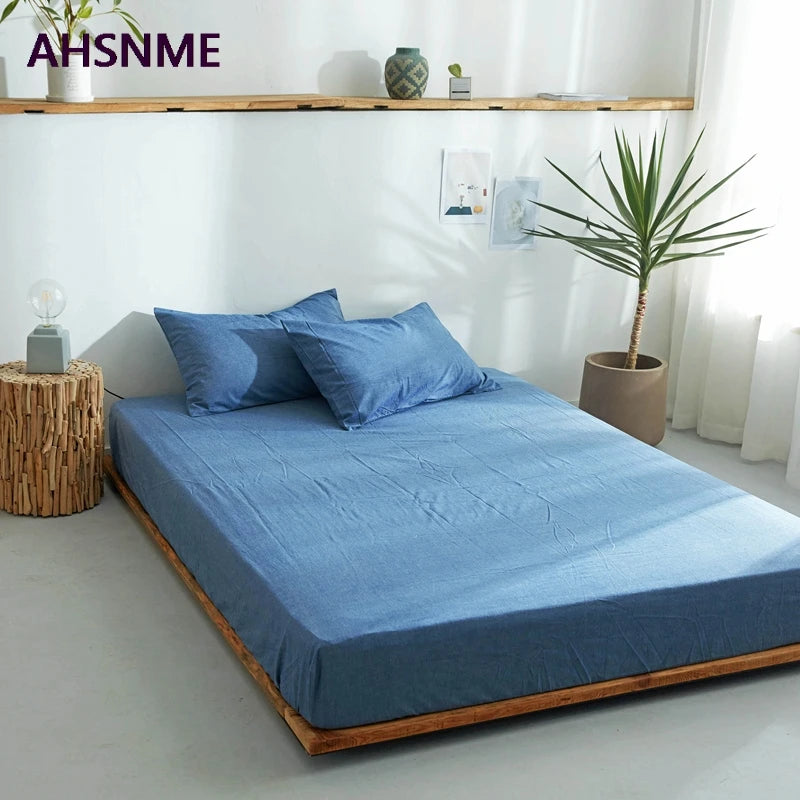 drap plat coton bleu uni moderne minimaliste légèrement texturé élastique qualité adultes