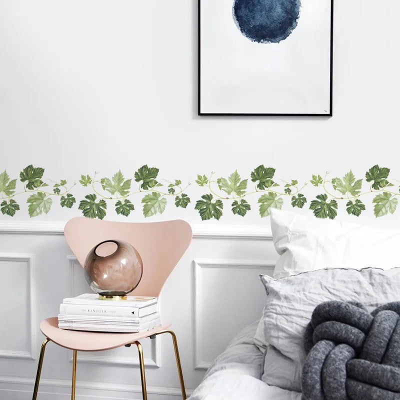 autocollants muraux feuilles vigne vert clair rustique décoration intérieure moderne chambre salon résistants eau