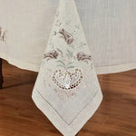 nappe élégante polyester opaque broderie florale beige clair gris marron foncé machine réutilisable restaurant