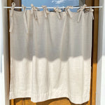 rideau moderne polyester coton beige clair texture légèrement rugueuse opacité fixations rubans minimaliste maison