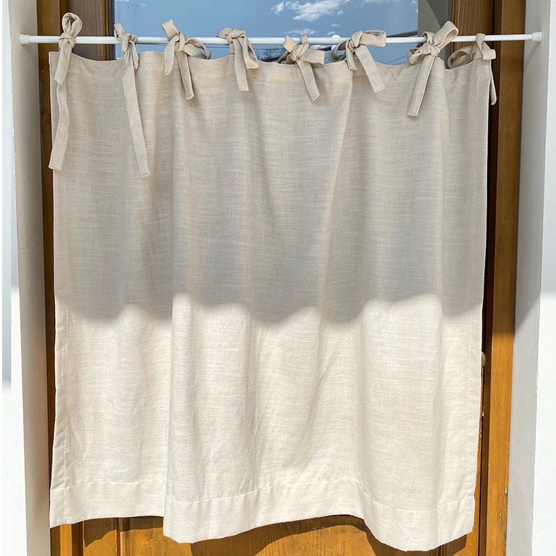 rideau moderne polyester coton beige clair texture légèrement rugueuse opacité fixations rubans minimaliste maison