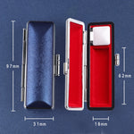 boîte rangement stylos simili cuir clics métalliques classique couleur bleue rouge marron