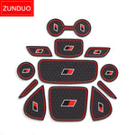 porte verre voiture sport adhésif noir rouge hexagone logo tapis coupe antidérapant pvc