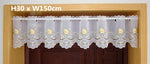 rideau blanc brodé fleurs or transparent classique fenêtre H30 W150 H90 W150 H75 W150
