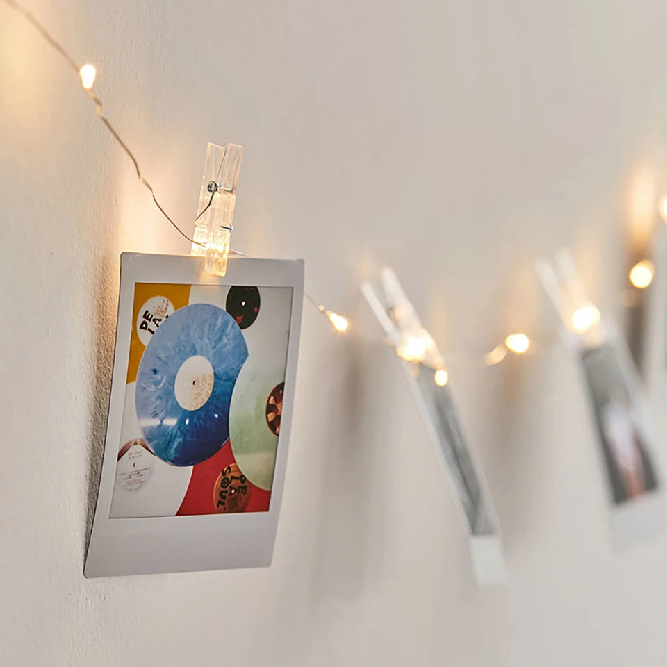 guirlande lumineuse led blanc chaud clips photo décoration chambre mariage fête intérieur usb