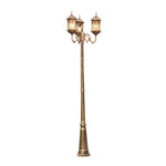 Lampadaire extérieur trois têtes or noir classique éclairage public ip65 led hand brushed bronze