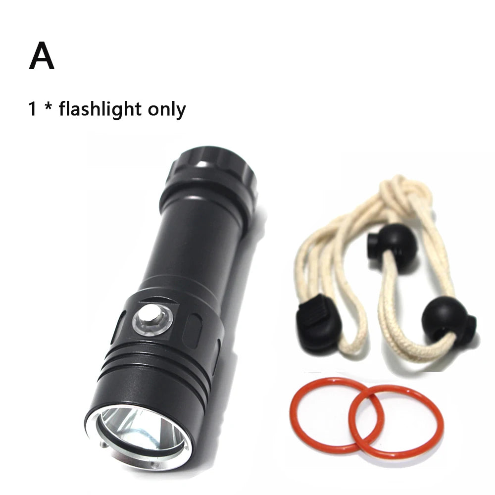 torche led rechargeable plongee camping 10w 6000lm 80m etanche noire