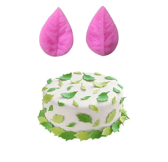 feuilles artificielles silicone vert rose veines plissées decoratives cuisson gâteau artisanal mariage