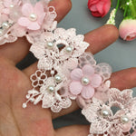 dentelle florale 3d polyester coton mariage chapeau robe blanche rose romantique