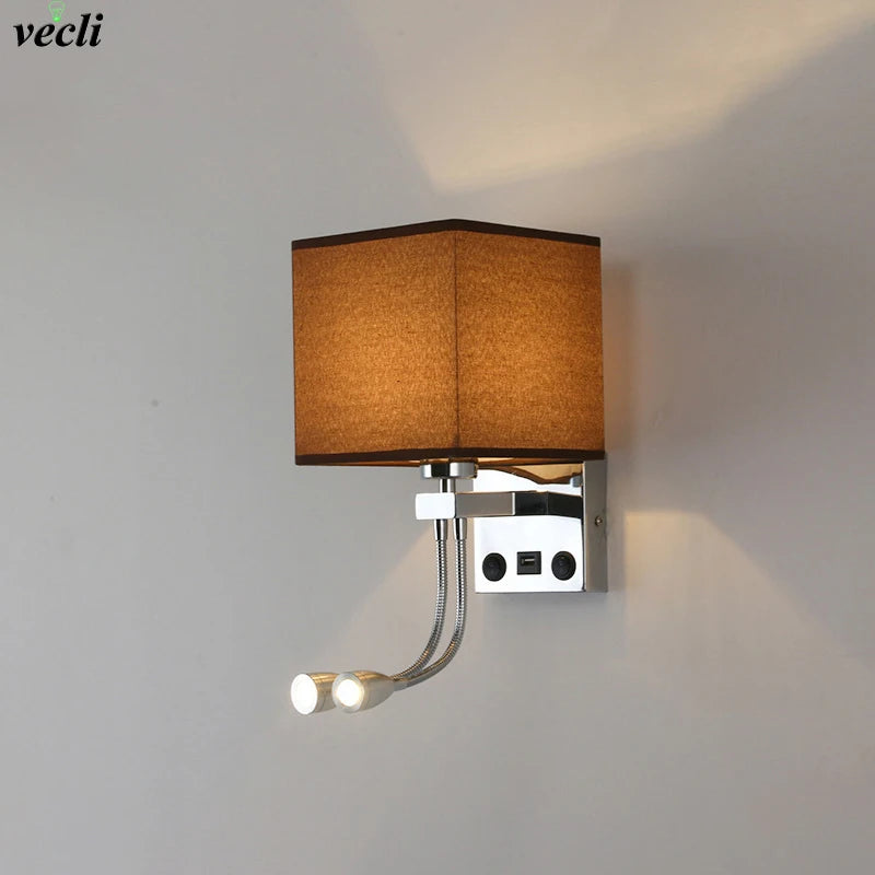 lampe murale moderne beige chrome toile lin interrupteur spot e27 cuisine chambre coucher entrée
