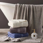 serviettes bain coton égyptien blanc gris bleu absorption rapide séchage rapide lavage machine texture