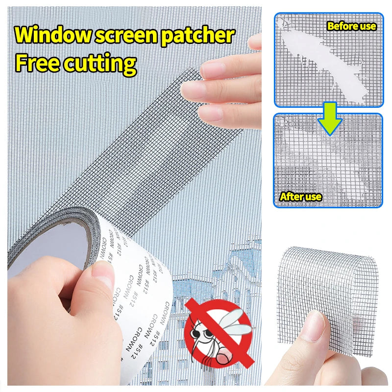 ruban moustiquaire adhésif maille fine gris clair anti insectes fenetre pratique filet fibre verre