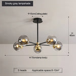 suspension lumineuse moderne boules sphériques translucides noir doré led echangement facile