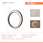 lampe circulaire moderne led blanc ip65 extérieure acier poli 11w 19w 24w 36w minimaliste