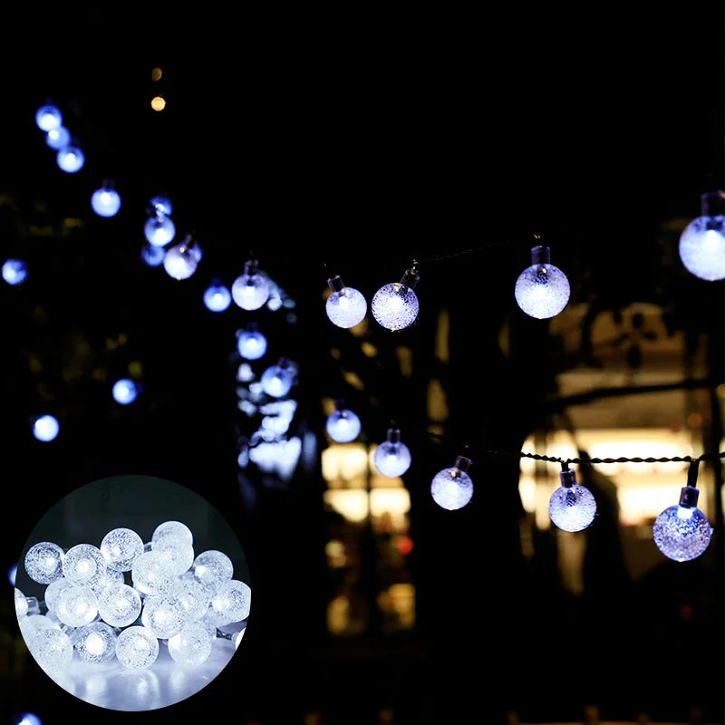 guirlande solaire boules cristal multicolore led extérieure festive patio jardin