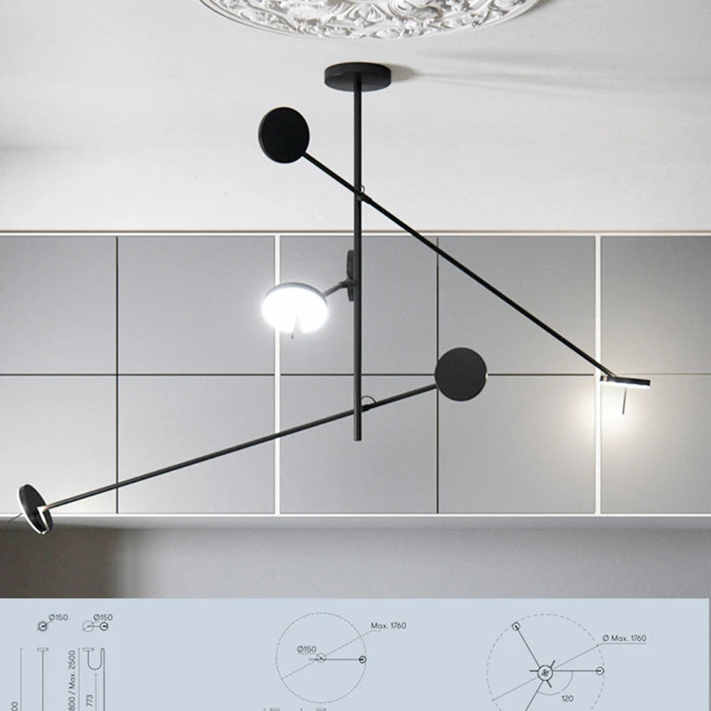 Suspension lumineuse moderne noire circulaire minimaliste fixation chambre salon