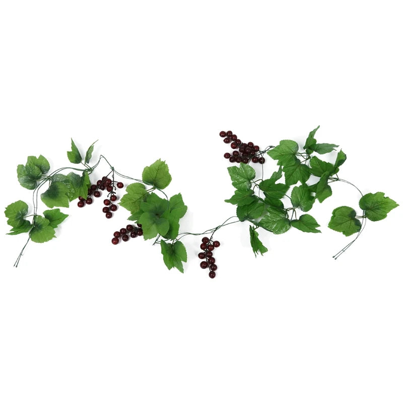 guirlande artificielle feuilles vertes graines rouges décoration extérieure naturelle mariage fête prénuptiale