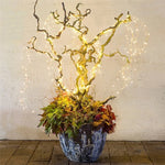 guirlande lumineuse solaire led jaune doré branches marron rustique suspension extérieure décoration jardin