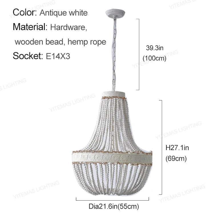 suspension lumineuse bois corde chanvre blanc gris rustique bohème 3luxe