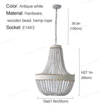 suspension lumineuse bois corde chanvre blanc gris rustique bohème 3luxe