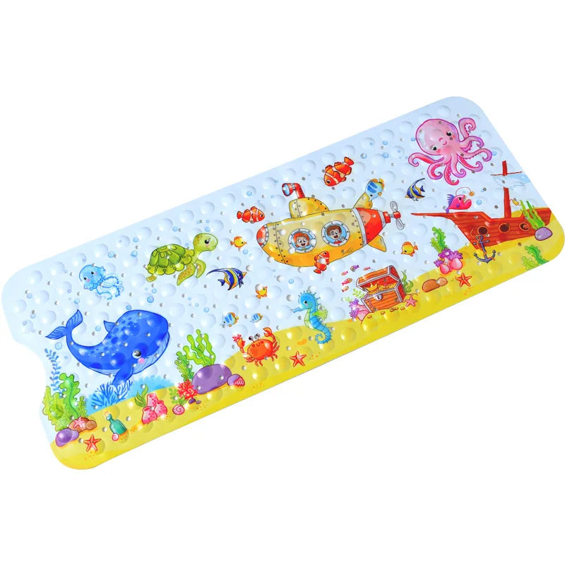 tapis bain pvc thème marin poissons coraux géométrique antidérapant moderne enfantin suction salle bain