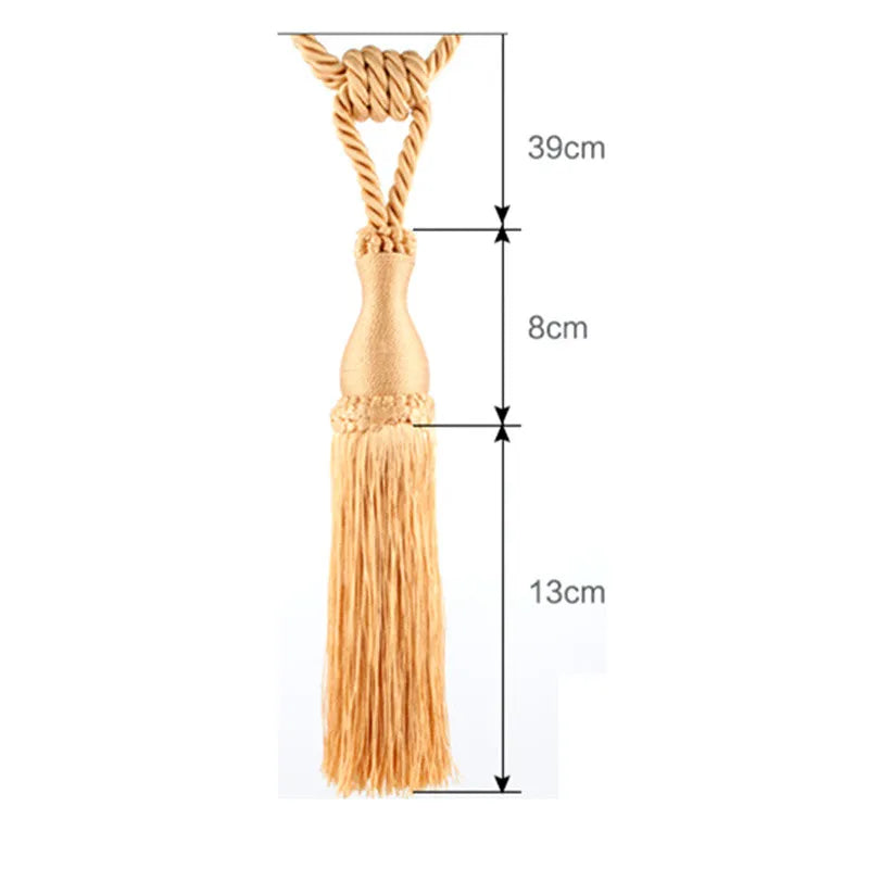 accessoires rideau attaches pompons franges tressage corde beige doré blanc cassé bohème classique