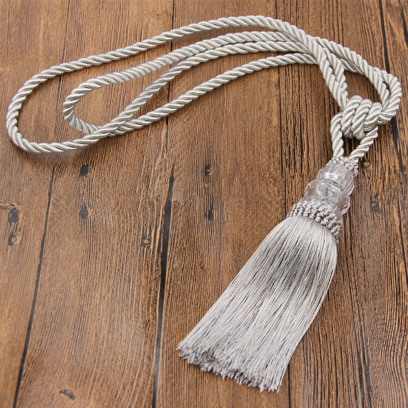 pompon rideau beige noir decoratif textile maison facile utilisation classique or argent bleu