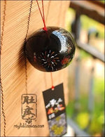 carillon vent japonais céramique décorations murales cloches traditionnelles motifs fleurs rouges noires