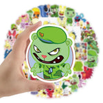 sticker cartoon happy tree friends autocollant dessin animé visage souriant adhésif vinyle étanche pvc