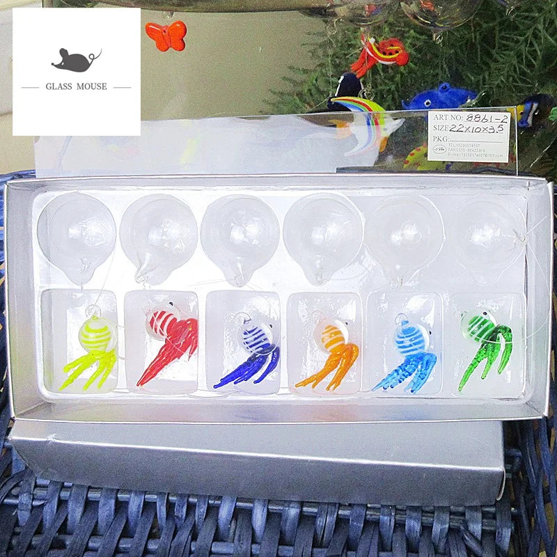 boules noel verre poissons decoratives transparentes artisanal animaux poissons colorés festive