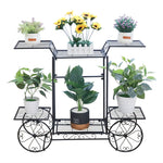 chariot fleurs métal forgé vintage niveaux pots succulentes plantes moyennesextérieur decoration noir