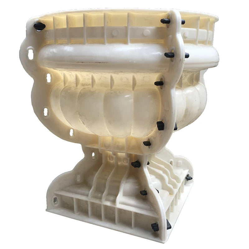 moule concret pot fleur jardin decor villa classique ocre motif floral cannelures texturé
