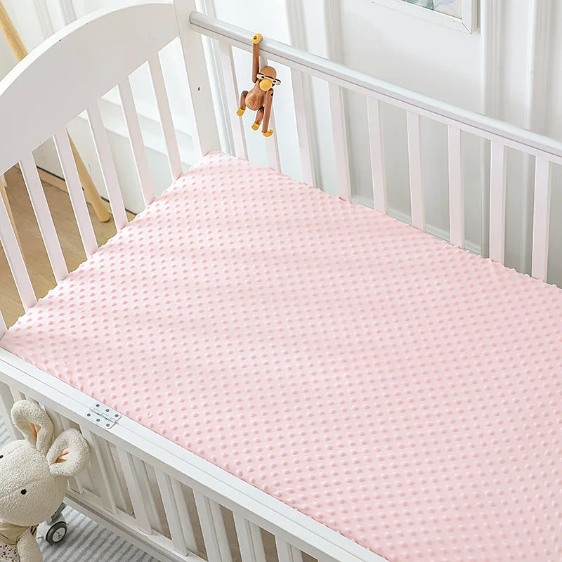 drap housse bébé gris bleu rose jaune motif points polyester coton quatre saisons douillet