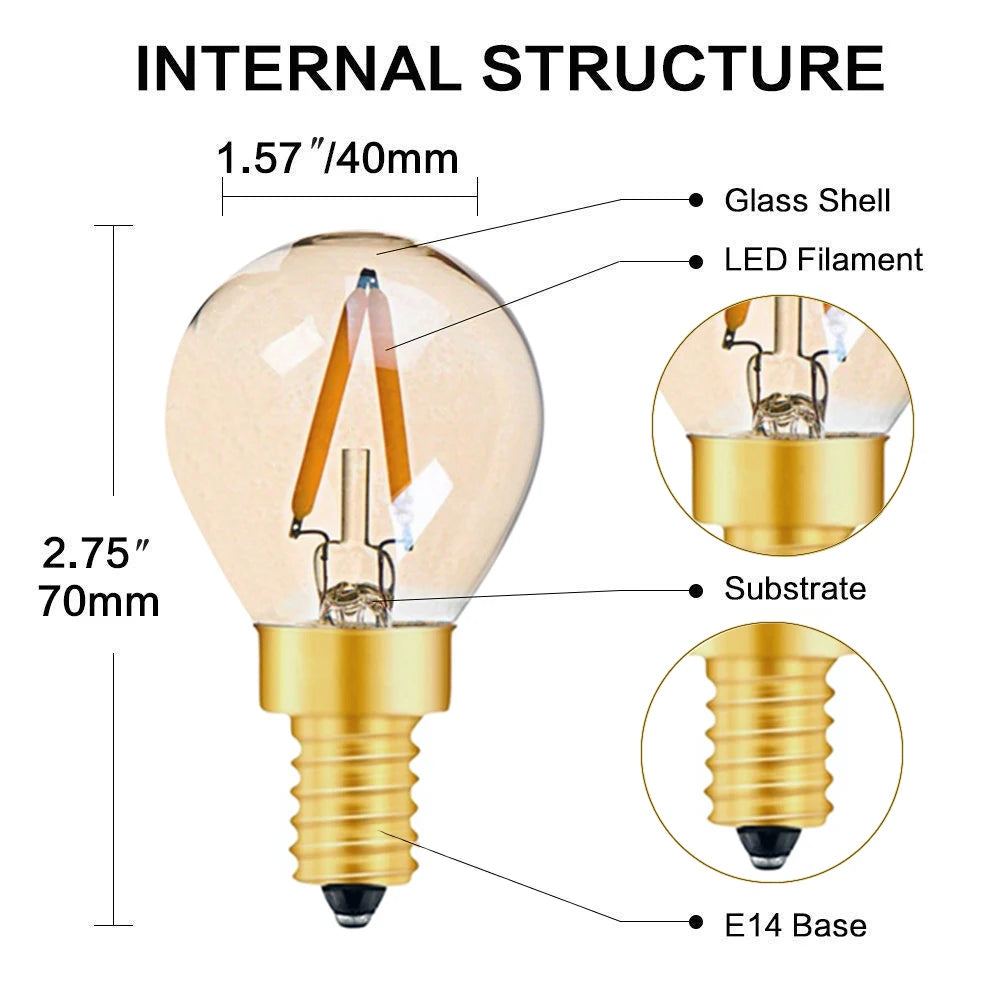 ampoules led filament transparentes vintage 2700k 25000h opalescent e14 e27 12v 24v