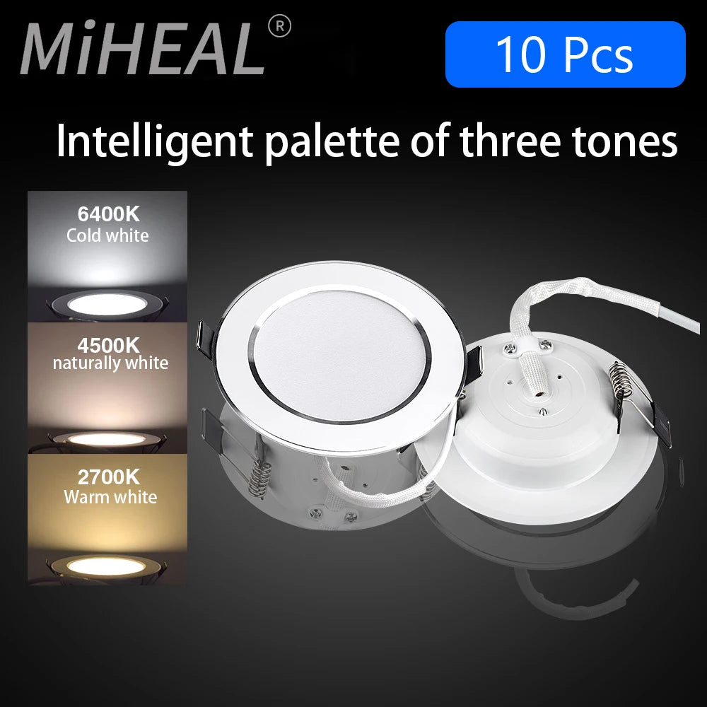 spot led 12w 15w blanc trois couleurs ajustables moderne aluminium vis fixation
