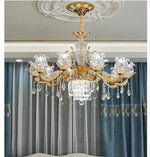 lustre cristal doré pendeloques floraux baroque chambre salon decoration française