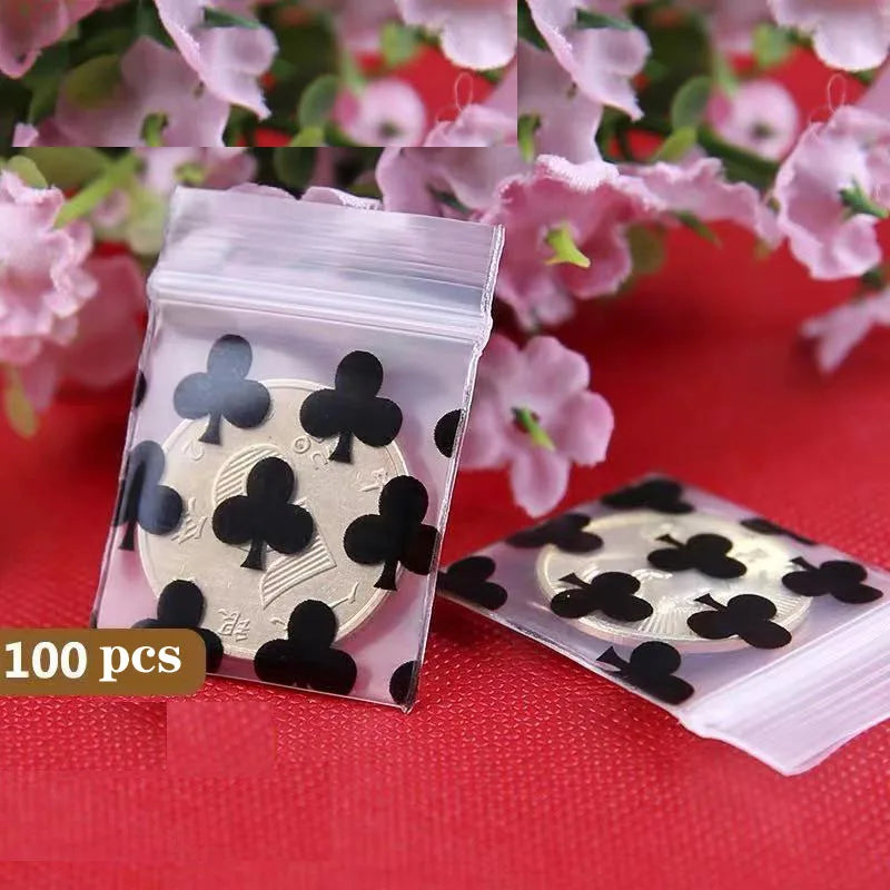 sachets plastique transparents motif cœurs noirs fermeture glissière pratique utilitaire variété tailles