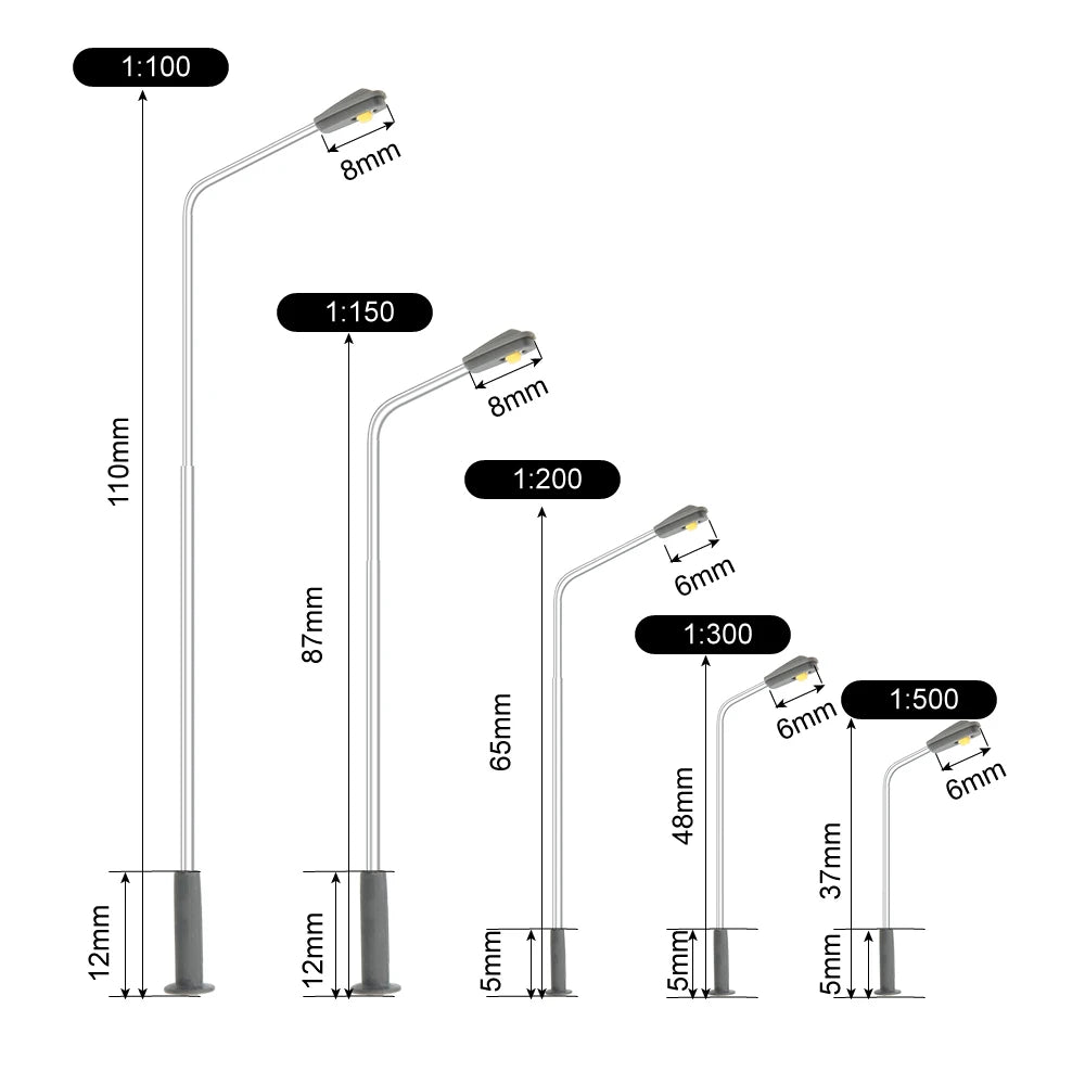 lampe rue miniature gris métallisé moderne 3v batterie incluse éclairage urbain modélisme warm lighting