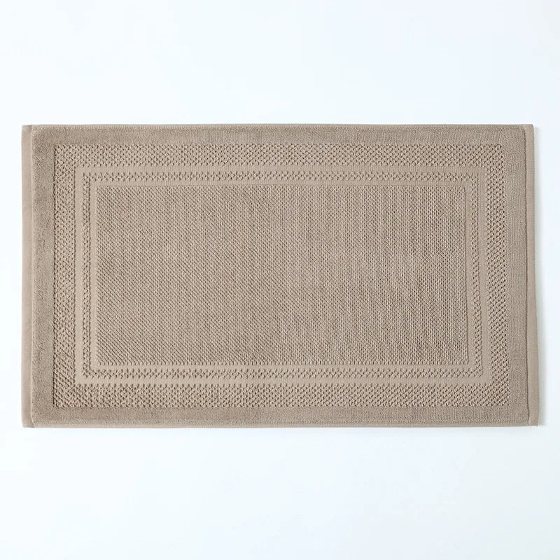 tapis bain coton gris blanc bleu olive bordure brodée absorption rapide antidérapant machine laver