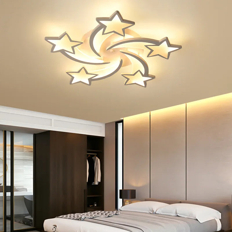 plafonnier led moderne étoiles blanc nordique luminaire intérieur salon chambre couloir